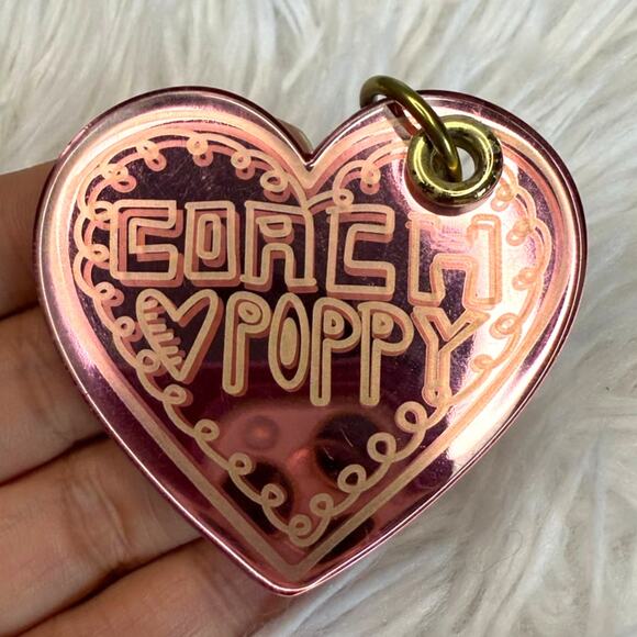 2” COACH POPPY Heart Pink Gold Charm - Picture 1 of 2